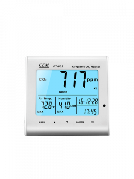 Анализатор CO2, часы, температуры и влажности CEM DT-802 купить по низкой цене | МАКСПРОФИТ Анализатор CO2, часы, температуры и влажности CEM DT-802 купить по низкой цене | МАКСПРОФИТ